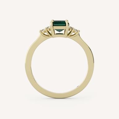 Ruth - Olive Ave Jewelry Green Emerald-cut Cluster Ring With Diamond Accents, Emerald Cut Green Cluster Ring With Diamond Accents, Classic Green Cluster Diamond Ring, Classic Emerald Cluster Ring With Gemstones, Formal Emerald Cluster Ring With Accent Stones, Radiant Cut Emerald Diamond Ring In Yellow Gold, Elegant Three-stone Emerald Diamond Ring, Elegant Three Stone Emerald Diamond Ring, Heirloom Three Stone Emerald Cut Emerald Ring