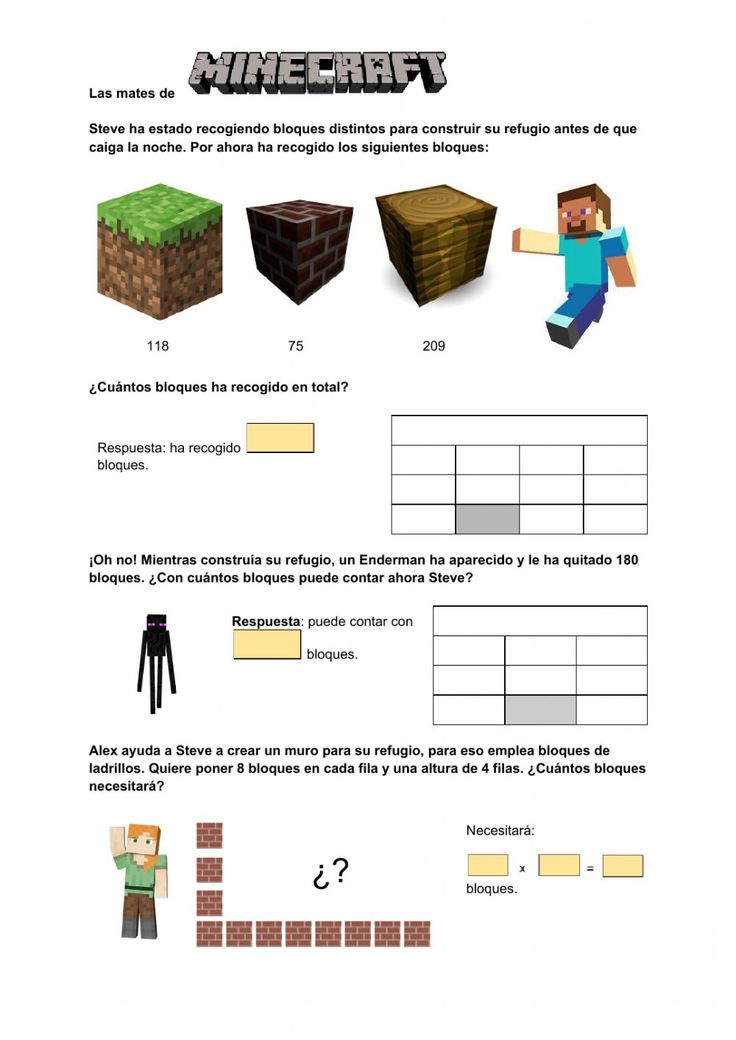 the worksheet for how to make a minecraft character in minecraft?