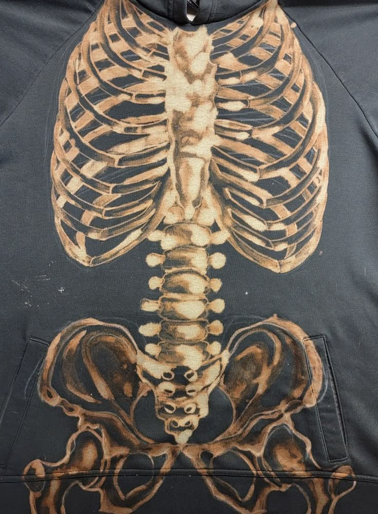 an image of a skeleton on a hoodie that has been altered to look like it's in the shape of a human body