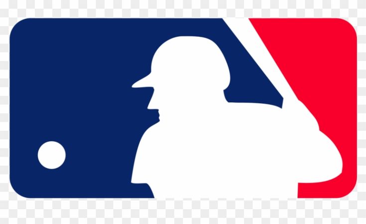 the major league logo is shown in red, white and blue with a baseball player on it