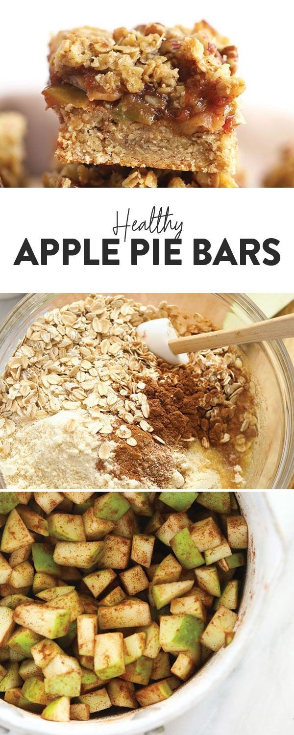 healthy apple pie bars with oatmeal toppings in the middle and bottom