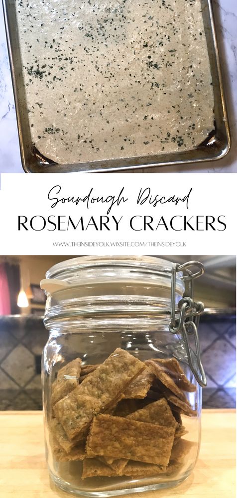 homemade rosemary crackers in a glass jar