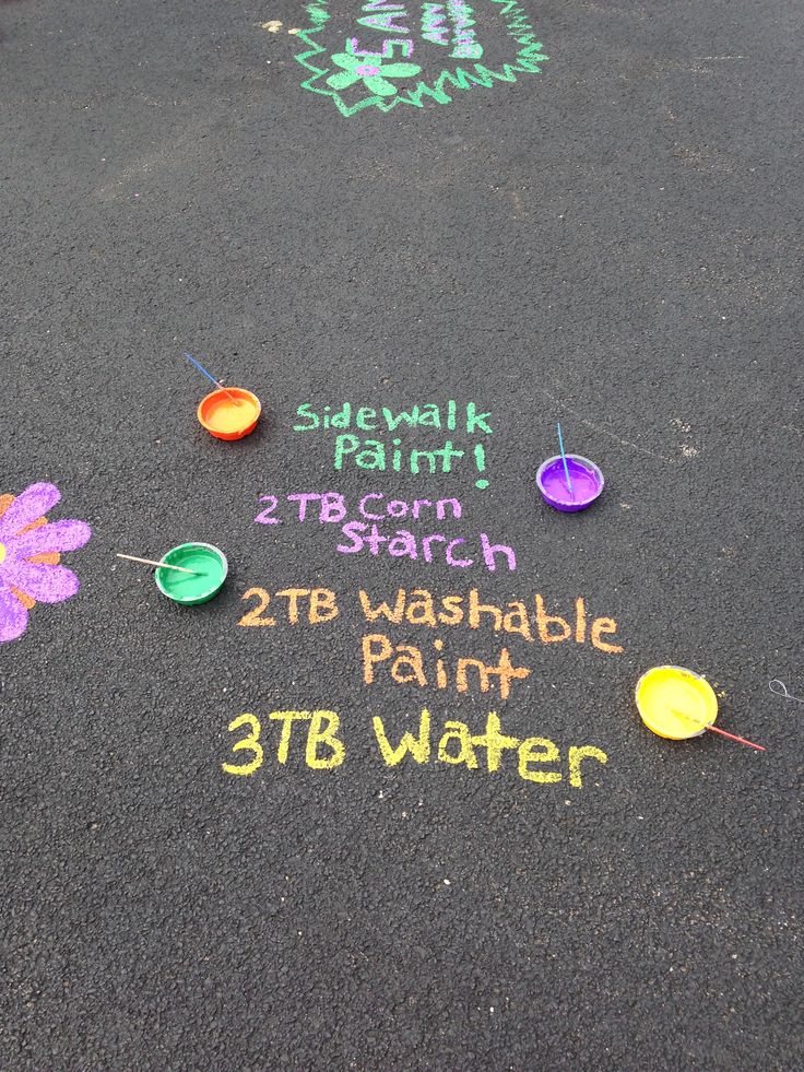 chalk drawings on the ground with markers and paint