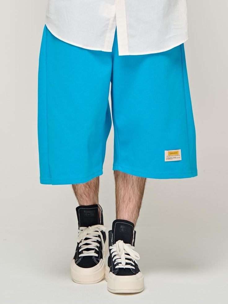 Composition : COTTON 100%Country of Origin : KOREA Spring Streetwear Sport Shorts, Comfortable Streetwear Shorts For Spring, Comfortable Spring Streetwear Shorts, Casual Bermuda Shorts For Streetwear, Blue Athletic Shorts With Built-in Shorts For Leisure, Casual Knee-length Shorts For Streetwear, Urban Blue Relaxed Fit Bottoms, Urban Style Blue Relaxed Fit Bottoms, Urban Style Relaxed Fit Blue Bottoms