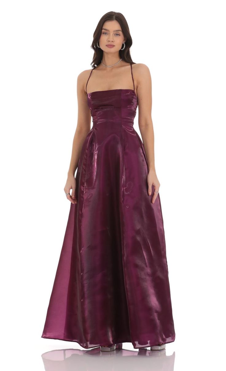 Sheen Fit and Flare Maxi Dress in Purple Deep Purple Prom Dress, Plum Prom Dress, Violet Prom Dresses, Dark Purple Gown, Purple Dress Formal, Dark Purple Prom Dress, Eggplant Purple Dress, Royal Purple Dress, Cotillion Dresses