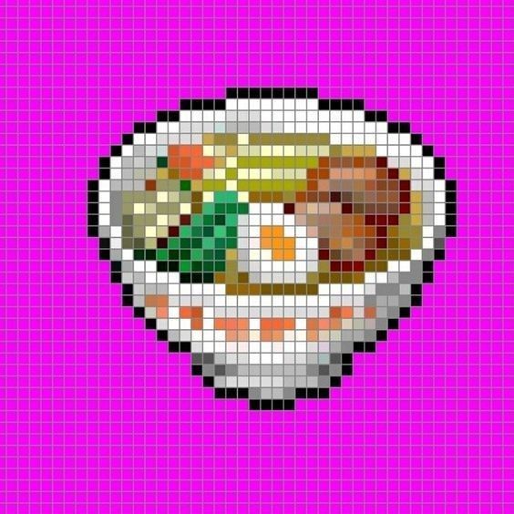 a pixellated image of sushi on a plate