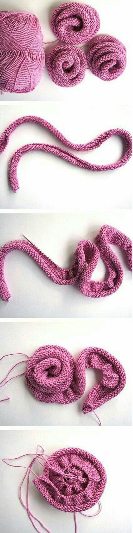 three pictures showing how to make a crochet knot