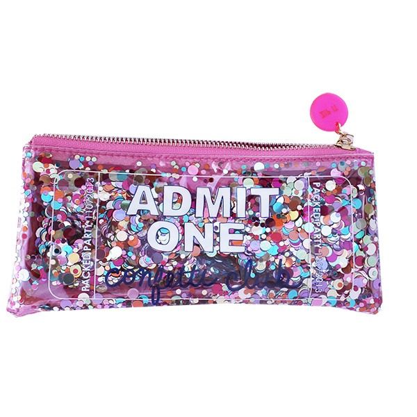 Confetti Club Party Pouch Rectangular Party Cosmetic Bag With Removable Pouch, Rectangular Cosmetic Bag With Removable Pouch For Party, Multicolor Party Bag With Zipper Closure, Multicolor Clutch Pouch For Party, Pink Party Bag With Removable Pouch, Pink Party Bags With Removable Pouch, Multicolor Party Pouch Bag, Rectangular Party Bag With Zipper Closure, Trendy Purple Party Bags