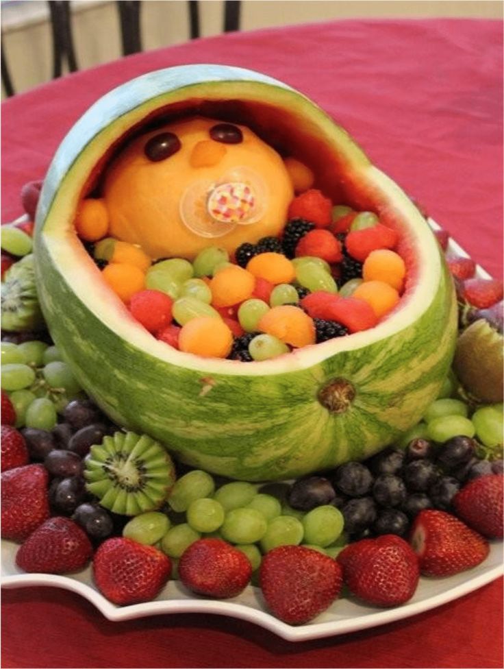 a watermelon shaped like a bear with fruit in it