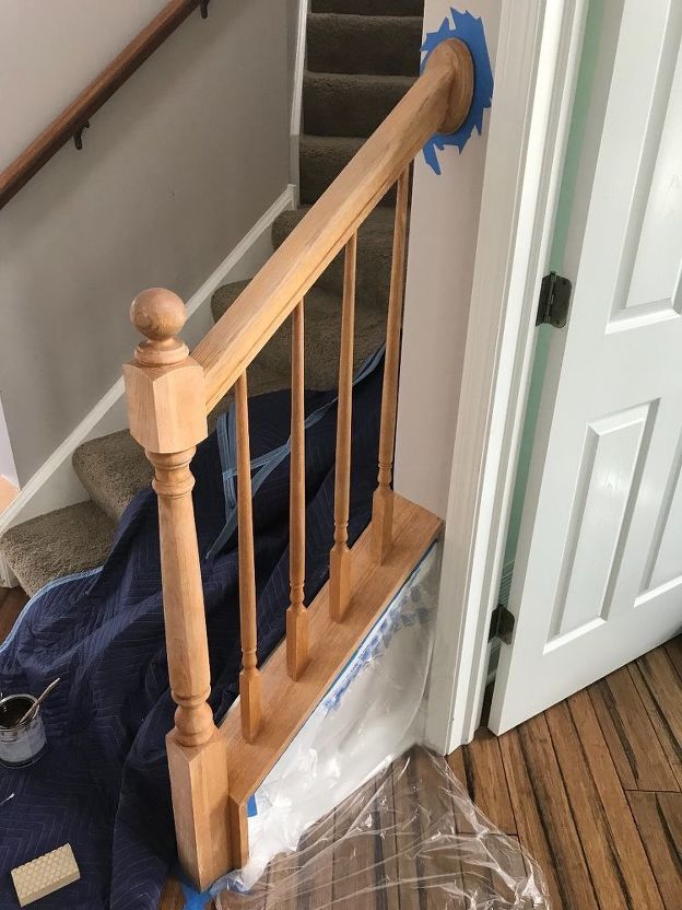 the stairs are being painted and ready to be installed in this home's entryway