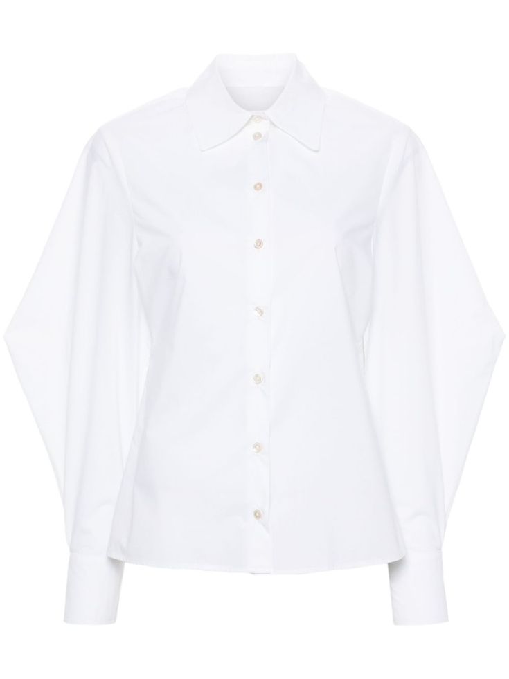 optical white cotton poplin texture embroidered logo to the rear cut-out detailing classic collar front button fastening diamond sleeves buttoned cuffs straight hem Yoko London, City Dress, Summer Beach Wear, Lady Dior, Cotton Poplin, Jacket Tops, Denim Dress, White Cotton, All Fashion