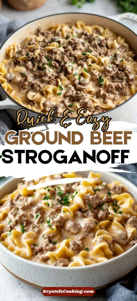 an image of ground beef stroganonoff in a casserole dish