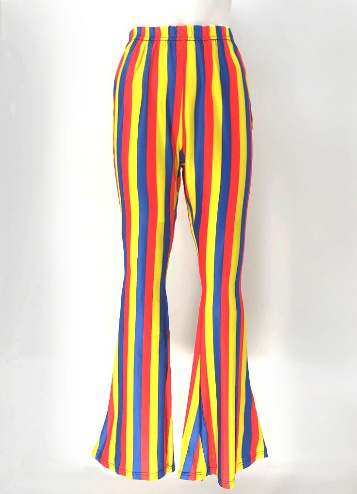 Primary Color Flare Bottoms - In Control Clothing Clown Diy, Clowncore Outfit, Weirdcore Outfits, Clown Pants, Clown Costumes, Flare Bottoms, Silly Clothes, Clown Clothes, Oc Board