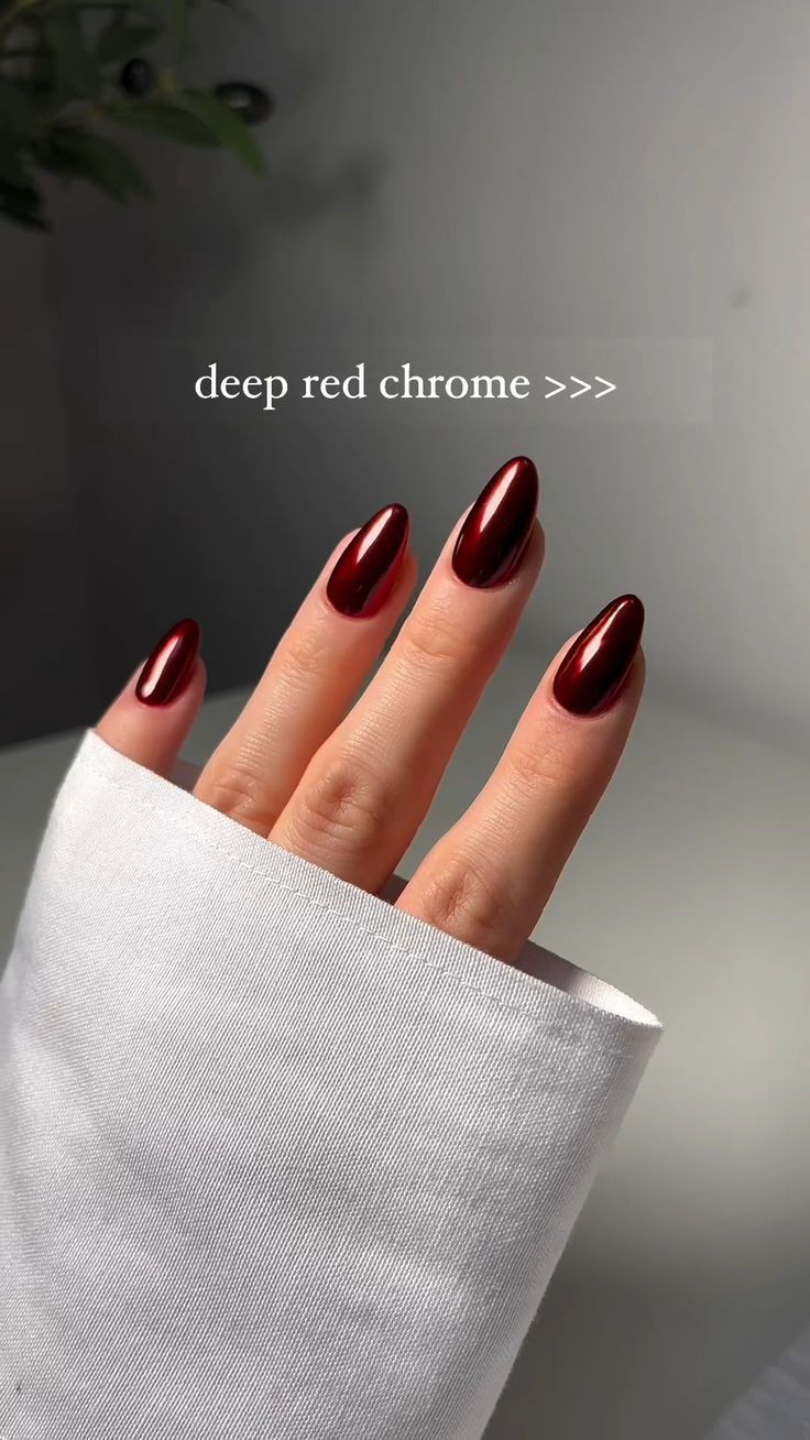 Red Chrome Nails, Kutek Disney, Wow Nails, Nagel Tips, Smink Inspiration, Makija�ż Smokey Eye, Thanksgiving Nails, Red Nail, Minimalist Nails