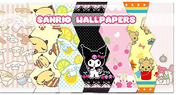 an image of sanrio wallpapers with cartoon animals on it's sides