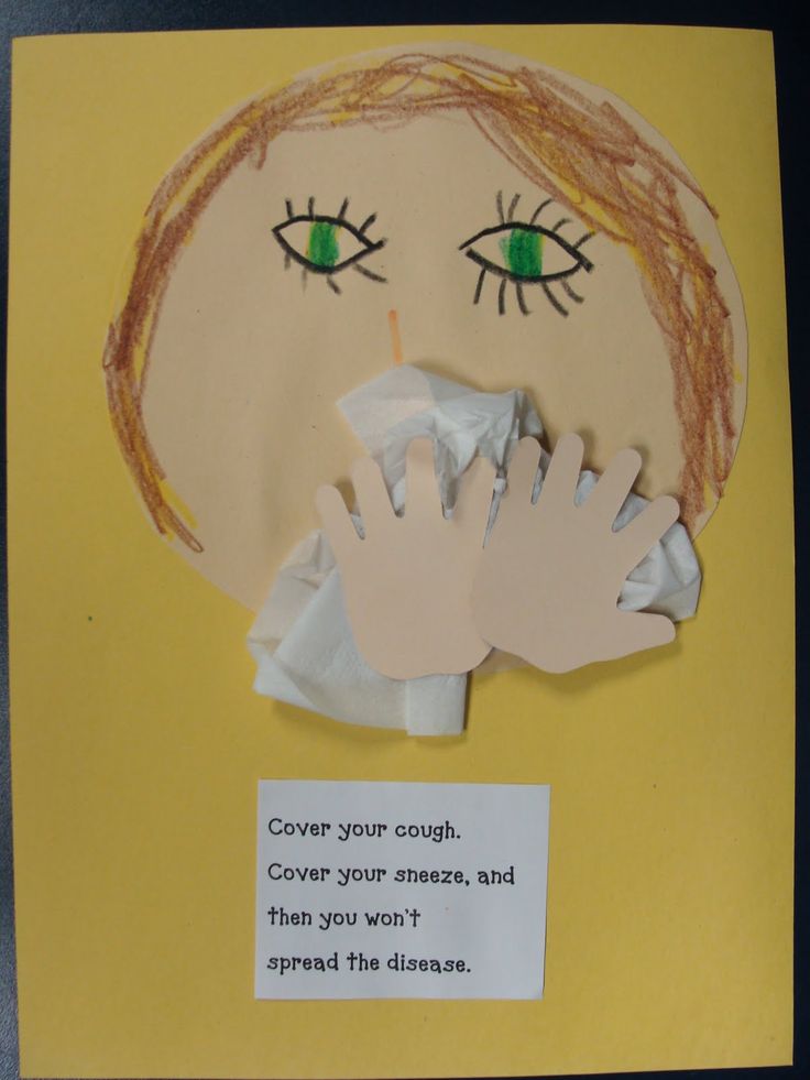 a child's paper cutout with the words come your cough, come your sense, and then you won't spread the disease