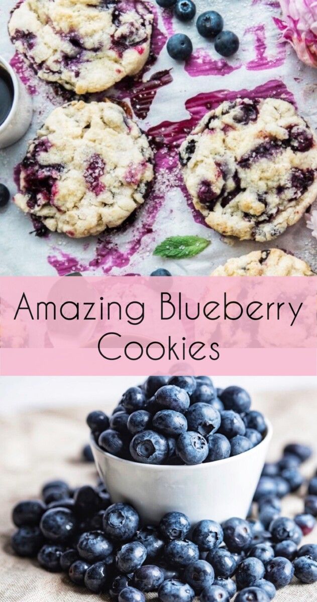 blueberry cookies are sitting on top of each other and the words, amazing blueberry cookies