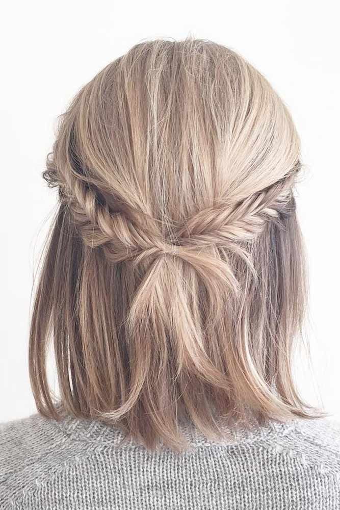 Shoulder Length Hairdos Easy Updo, Shorter Hairstyles, Gray Blonde, Gray Wigs, Fun Hairstyles, Half Updo Hairstyles, Fishtail Braids, Prom Hairstyles For Short Hair, Videos Cooking