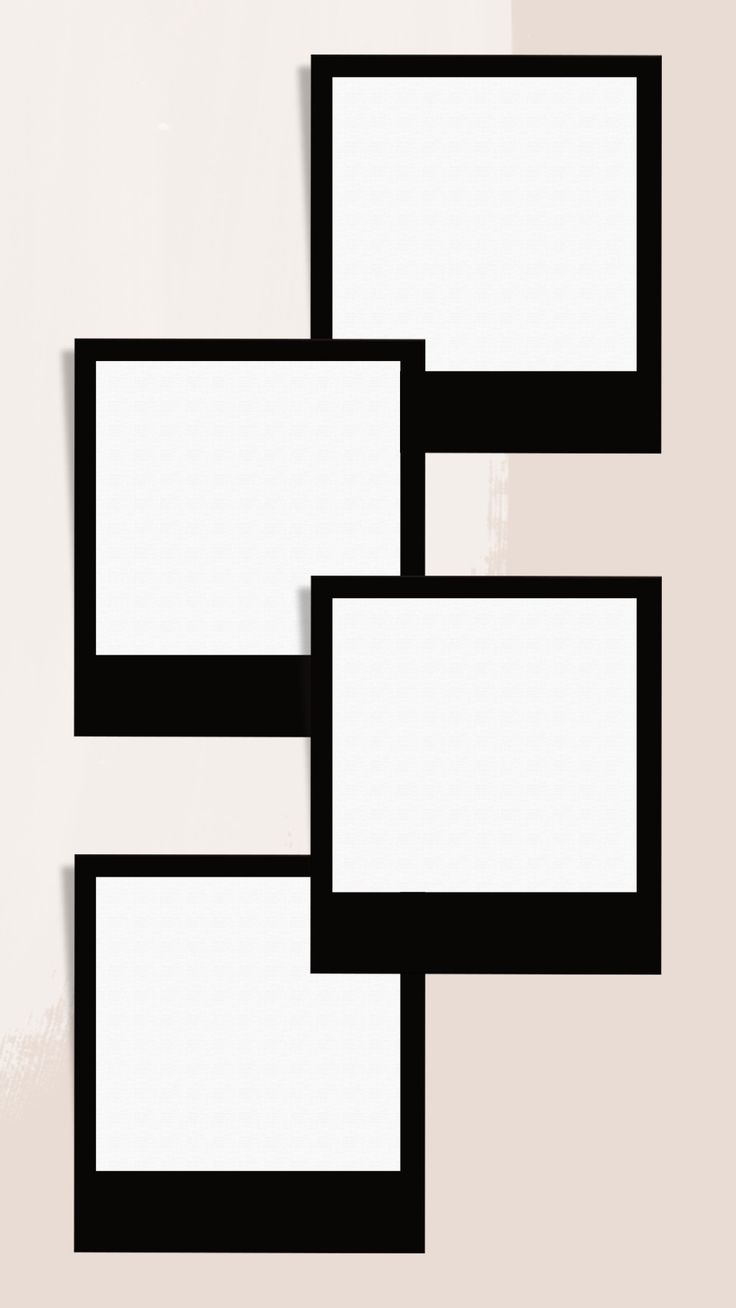 three black and white frames on a beige background