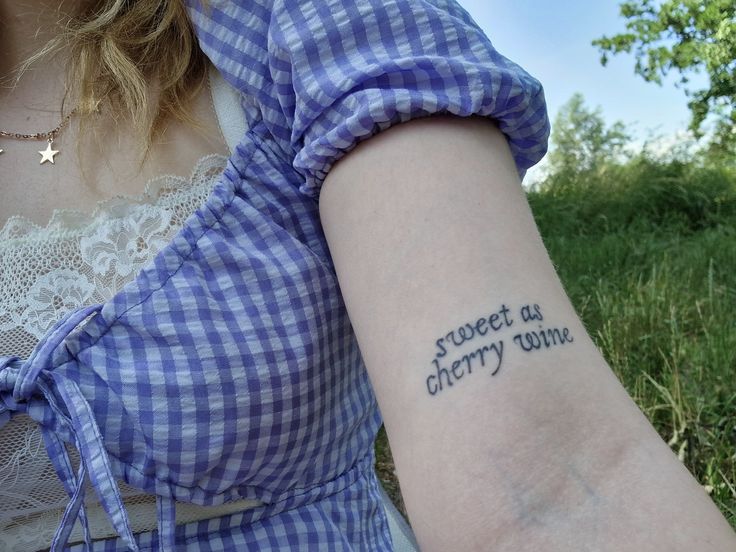 hozier tattoo sweet as cherry wine tattoo inspo aesthetic cottagecore tattoo summer aesthetic Cherry Wine Tattoo Hozier, Cherry Wine Tattoo, Cherry Wine Hozier, Hozier Tattoo, Wine Tattoo, Strawberry Wine, Cherry Wine, Tat Ideas, Hozier