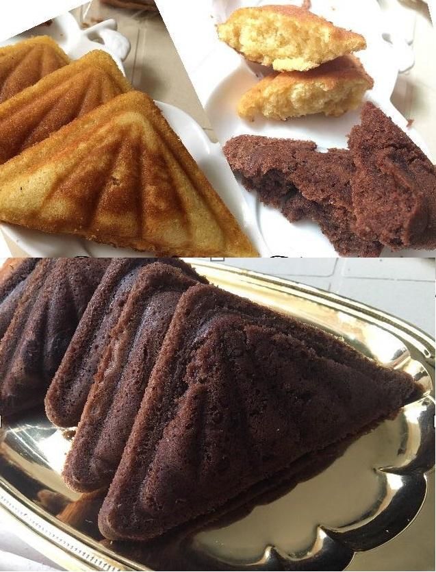 there are many different types of pastries on this plate and in the middle one is chocolate cake