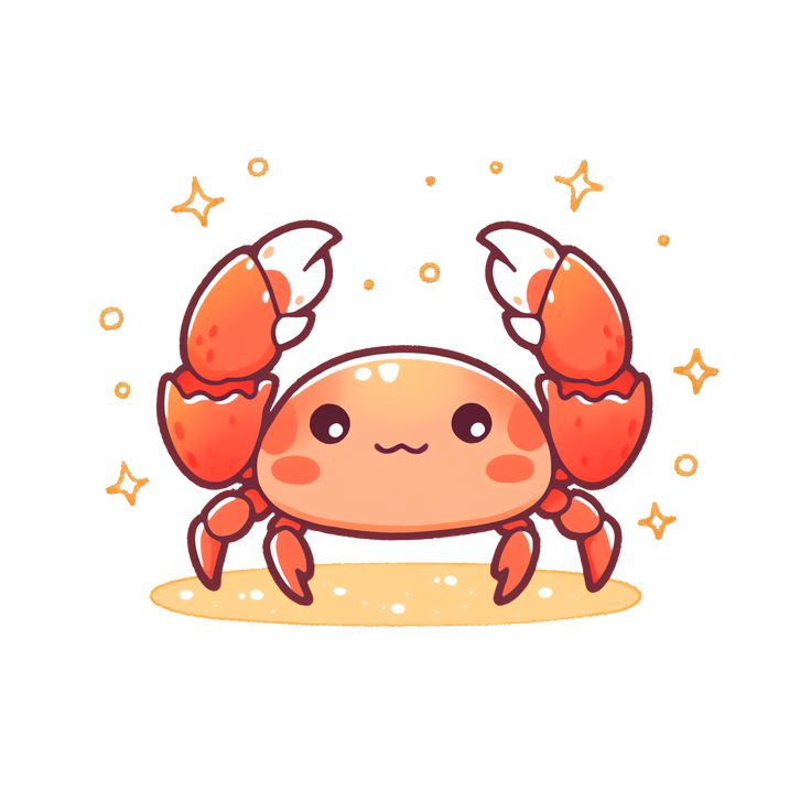 Cute Kawaii Red Crab Sticker Kawaii Crab Drawing, Crab Cartoon Cute, Cartoon Crab Drawing, Crab Cute Drawing, Cute Marine Animals Drawing, Cute Crab Art, Cute Crab Illustration, Cute Crab Drawings, Cute Creatures Drawing