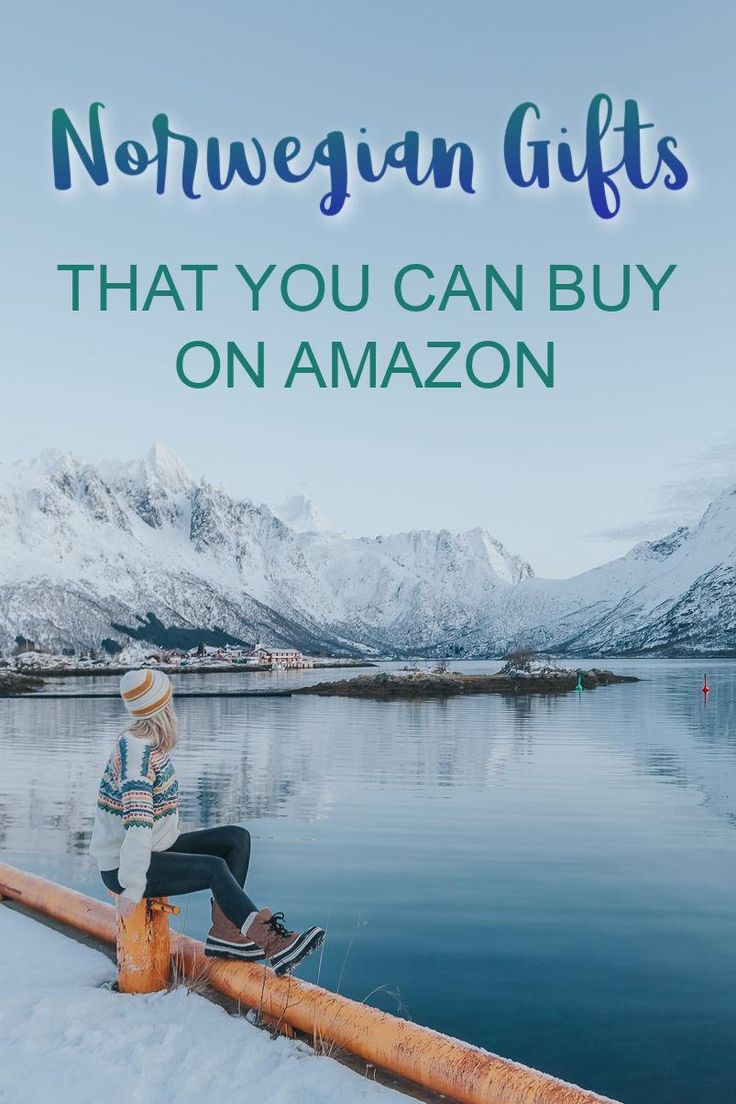 a person sitting on a log in the snow with text overlay that reads norwegian gifts that you can buy on amazon