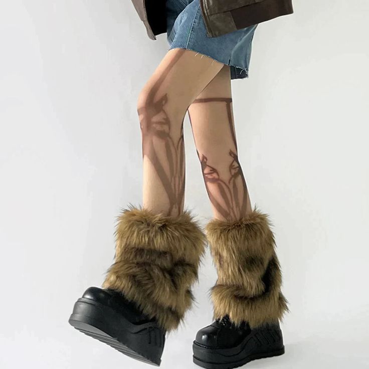 SPECIFICATIONS Material: PolyesterMaterial: AcrylicPattern Type: SolidGender: WOMENItem Type: Leg WarmersName: Retro Imitation Fur Hairy Leg Warmerspackage: 1*pair of leg warmersUse for: new year's gift,boots socks,cosplay,y2k,lolita,Japanese JKMaterial: furColor: brownstyle: Jk lolita,Japanese,y2k,Harajukulength: 25cm;30cm;40cm Item Type: Japanese jk leg warms, boots socks Material: FurColor: brownPackage List: 1 * pair leg socks Suitable : winter boots socks,cosplay,Jk lolita, JK clothing accessories, Japanese pile socks Note:1. The actual color maybe a little different from the picture.2. Due to manual measurement, the size of the product may have 1-2cm difference. Harajuku Winter, Faux Fur Leg Warmers, Fur Leg Warmers, Boots Socks, Festival Chic, Cosplay Accessories, Winter Leggings, Women Legs, Brown Fashion