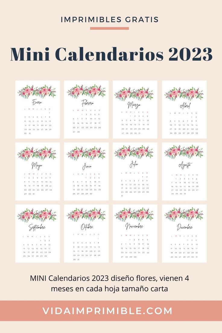 the printable mini calendar with flowers on it