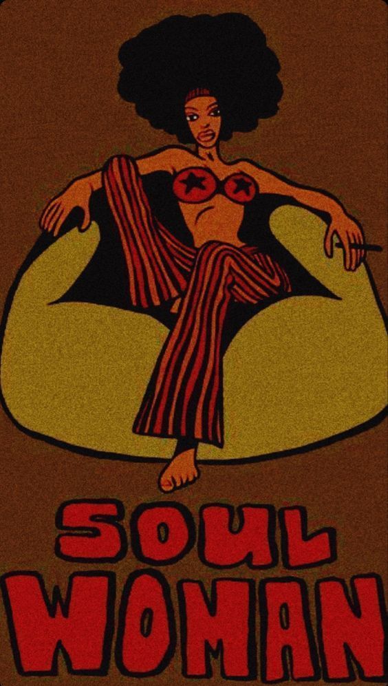 an image of a woman sitting on a bean bag chair with the words soul woman