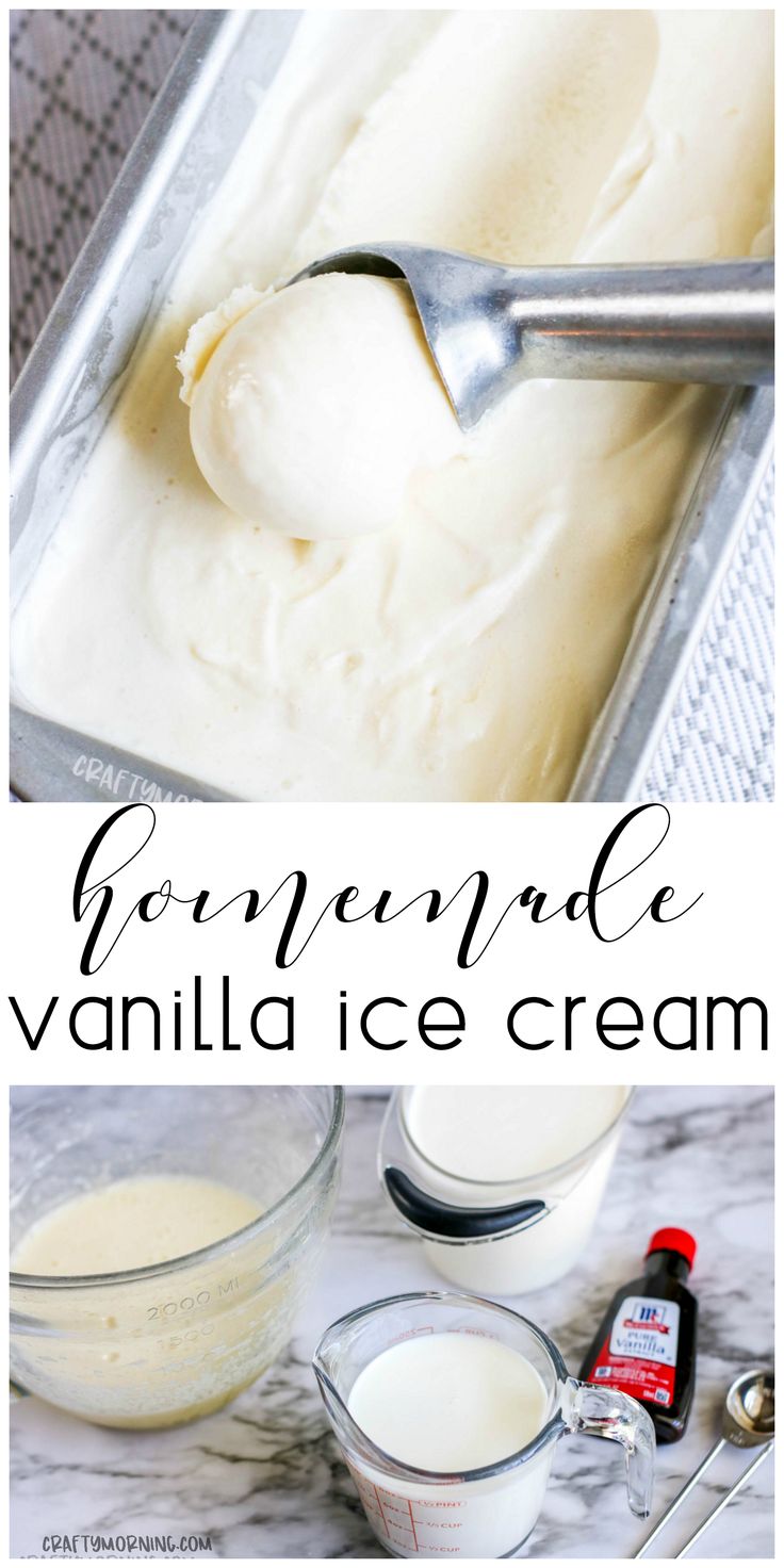 homemade vanilla ice cream in a metal pan