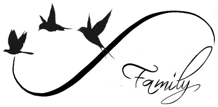 the family logo with two birds flying above it