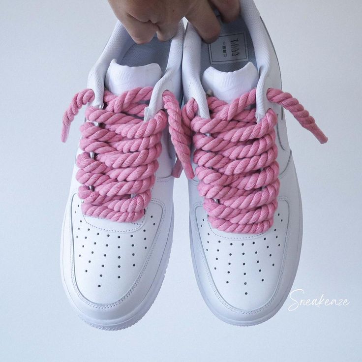 AF1 Pink rope laces -——————————— #airforce1 #airforceones #customshoes #customairforceones #customairforce1 #customairforce1s #kicksoftheday #sneakerhead #sneakers #sneakeroftheday #shoeoftheday #art #af1 #colorfulshoes #ropelaces #rope #sneakercollection #shoecollection #footwear #aesthetic #sneaker Aesthetic Sneaker, Footwear Aesthetic, Hype Sneakers, Af1 Custom, Nike Air Force 1 Custom, Custom Af1, Air Force 1 Custom, Custom Air Force 1, Air Force One