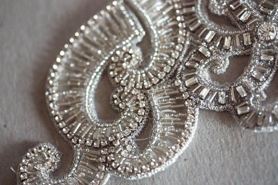 Bridal headpiece - Artdeco from MillieIcaro Learning Embroidery, Couture Beading, Bridal Head Piece, Tambour Beading, Beading Embroidery, Corset Sewing Pattern, Bead Fringe, Wedding Embroidery, Beads Embroidery