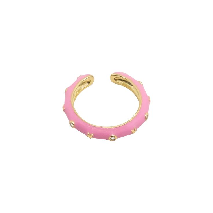 Precious Pink Ring LaCkore Couture Trendy Pink Enamel Ring For Gift, Trendy Pink Enamel Ring As Gift, Pink Enamel Promise Ring, Adjustable Pink Enamel Rings, Trendy Pink Enamel Jewelry, Pink Enamel Ring For Wedding, Trendy Pink Adjustable Enamel Ring, Trendy Gold Enamel Open Ring, Trendy Gold Open Enamel Ring