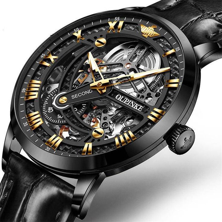 Swiss Automatic Skeleton Watches Item Type: Quartz Wristwatches Water Resistance Depth: 5Bar Clasp Type: Push Button Hidden Clasp Style: Business Movement: Automatic Self-Wind Band Length: 20cm Case Material: Tungsten Steel Feature: Water Resistant Case Shape: ROUND Band Width: 20mm / 0.79 inch Case Thickness: 12mm / 0.47 inch Dial Window Material Type: Sapphire Crystal Boxes &amp; Cases Material: Leather Dial Diameter: 40mm / 1.57 inch Band Material Type: Leather Tourbillon Watch, Mens Watches Leather, Skeleton Watches, Automatic Watches For Men, Watch For Men, Men's Watches, New Classic, Wristwatch Men, Mechanical Watch