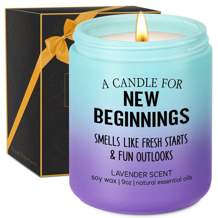 a candle for new beginnings smells like fresh starts and fun outlooks soy lavender scent