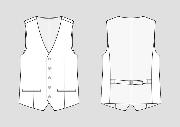 Vest Technical Drawing, Vest Back View, Vest Drawing, Mens Vest Pattern, Men’s Office, Pants Mockup, Technical Sketch, Men's Office, Mens Office Wear