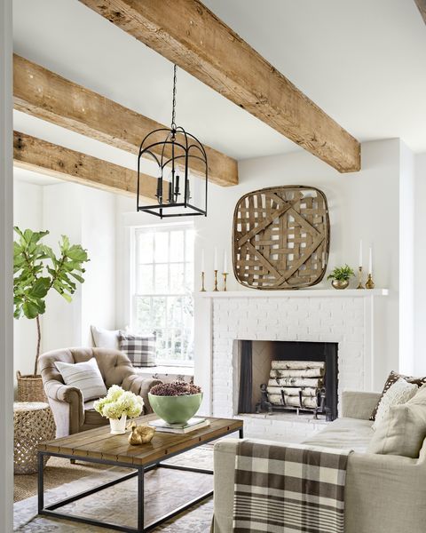 a living room filled with furniture and a fire place