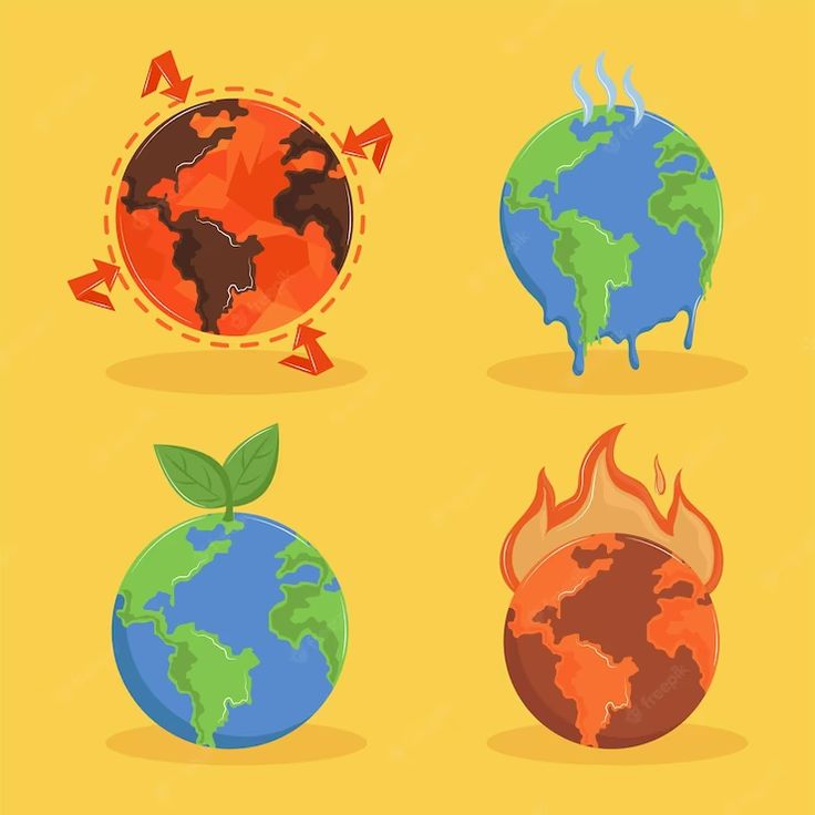 four different types of earth with arrows pointing to the top and bottom, on an orange background