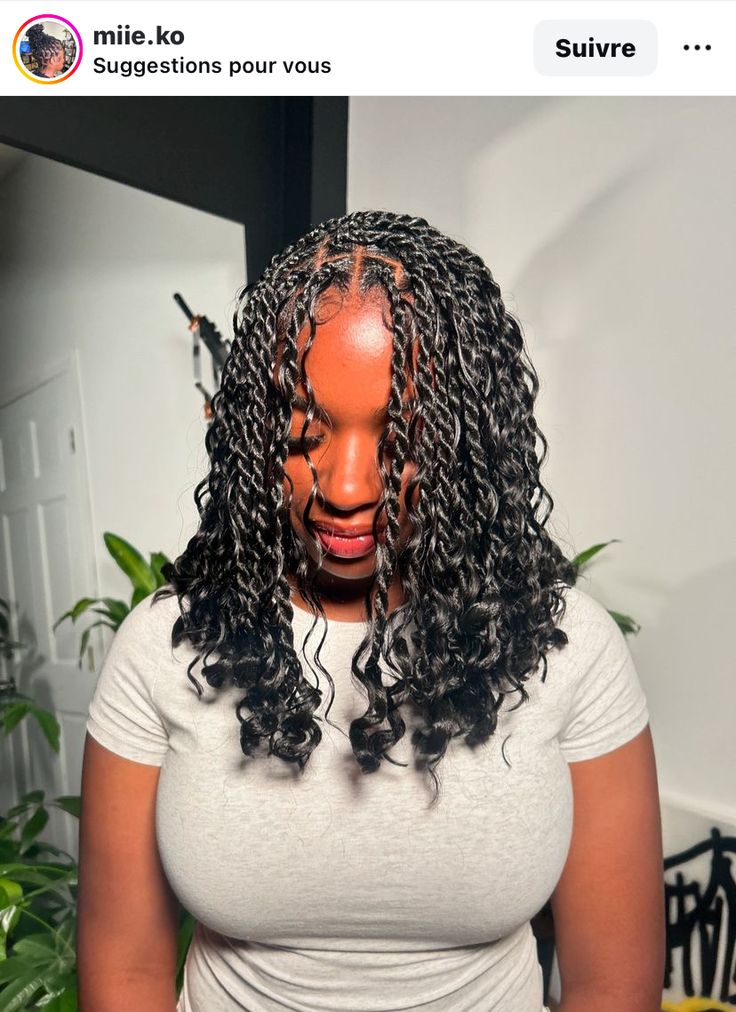 Natural Black Girls Hairstyles, Box Braids With Curly Ends, Braids With Curly Ends, Short Box Braids Hairstyles, Short Curly Hairstyles, Feed In Braids Hairstyles, Quick Natural Hair Styles, Quick Weave Hairstyles, Cute Braided Hairstyles