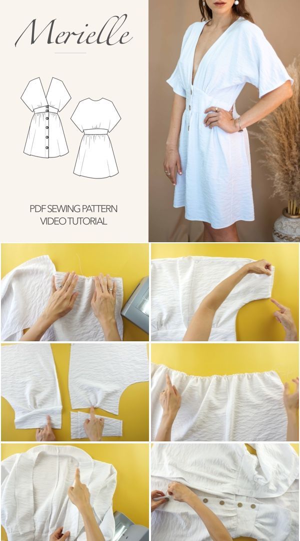 DIY Button-Front Kimono Dress Kimono Top Pattern, Kimono Dress Pattern, Dress Making Tutorial, Clothes Sewing Projects, Oversized Kimono, Pattern Outfits, Batwing Dress, Upcycle Clothes Diy, Sewing Projects Clothes