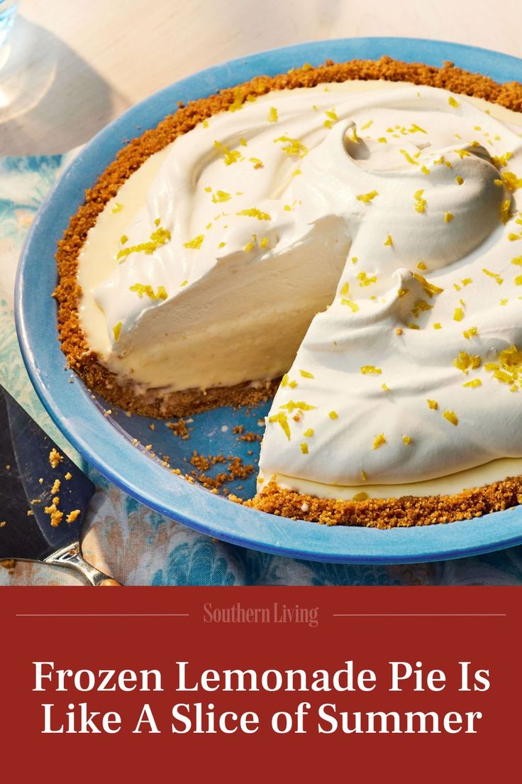 the frozen lemonade pie is like a slice of summertime pie, and it's ready to be eaten