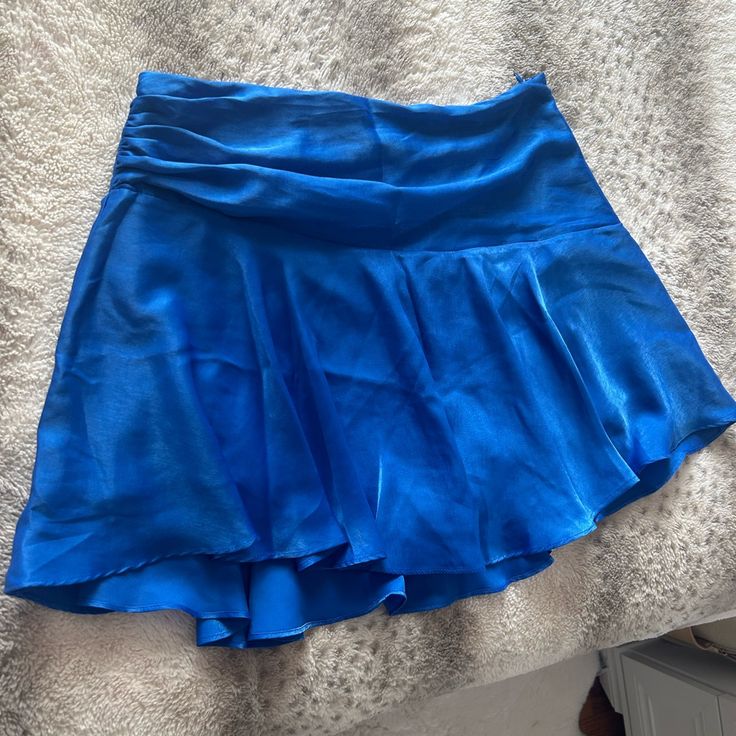 Blue Flowy Skorts From Zara. Perfect For Summer, Looks Like A Skirt When It’s Worn! Fitted Blue Mini Skirt With Short Inseam, Blue Skort With Short Inseam For Summer, Blue Stretch Skirt With Short Inseam, Blue Elastic Waistband Skort, Blue Fitted Skort With Elastic Waistband, Blue Fitted Mini Skirt, Blue Short Length Skort With Elastic Waistband, Fitted Blue Skort With Elastic Waistband, Fitted Blue Mini Skirt