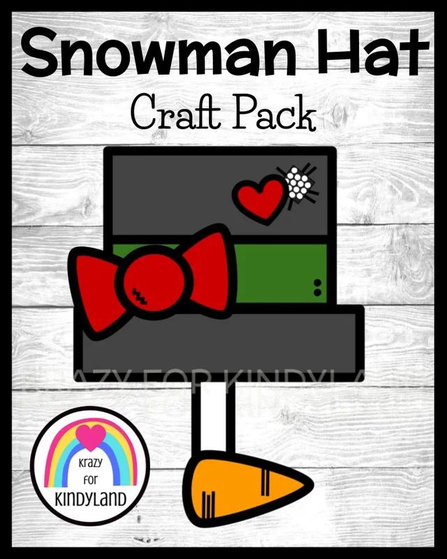 the snowman hat craft pack is shown in red and green with hearts on it