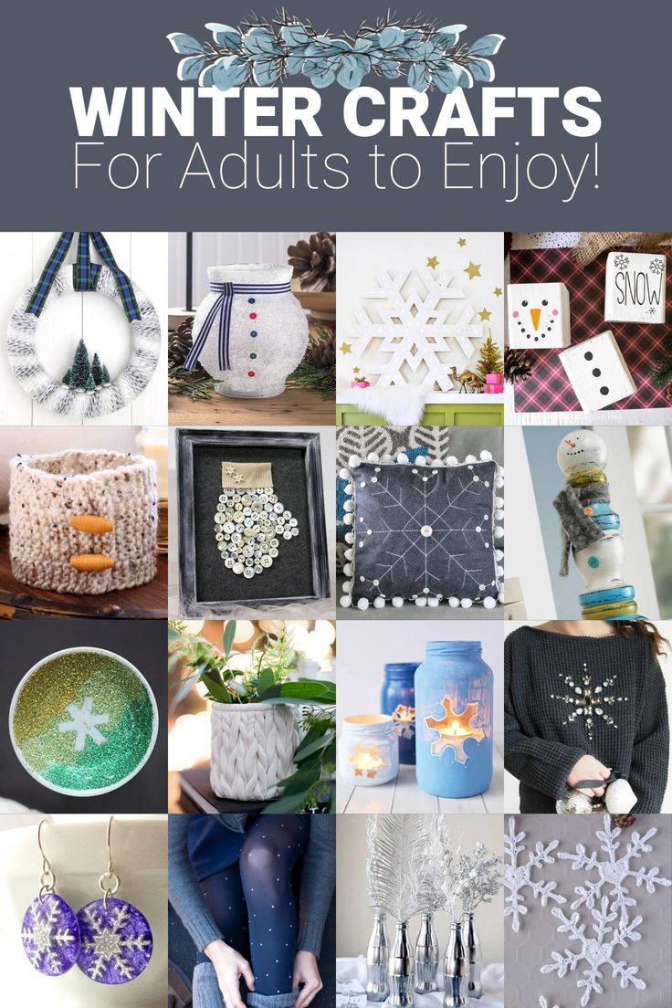 the words winter crafts for adults to enjoy