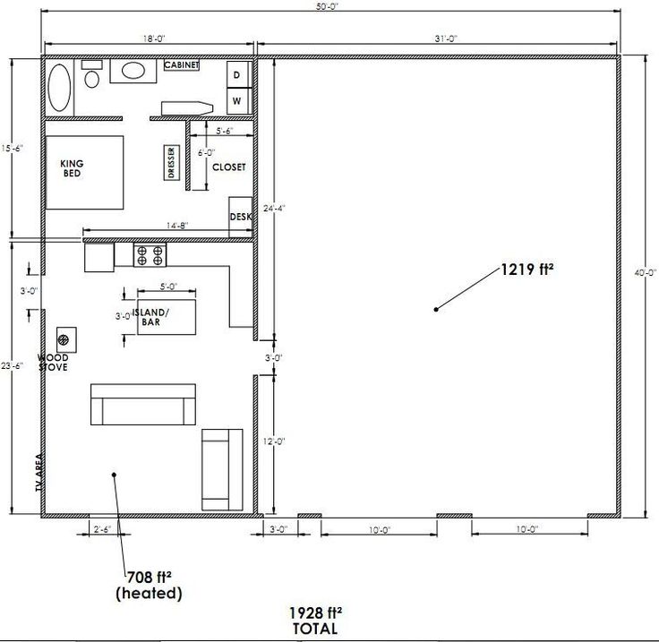 the floor plan for a small house with an attached bathroom and living room, as well as