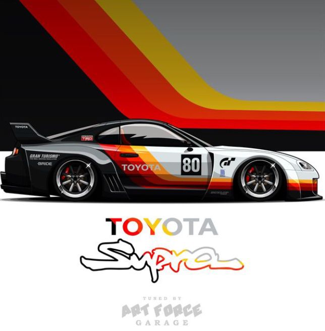 the toyota sports car is shown in this poster