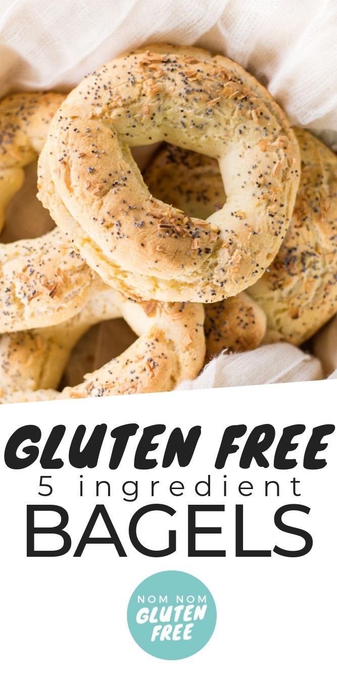 gluten free bagels with sesame seeds on top and the title overlay reads gluten free bagels