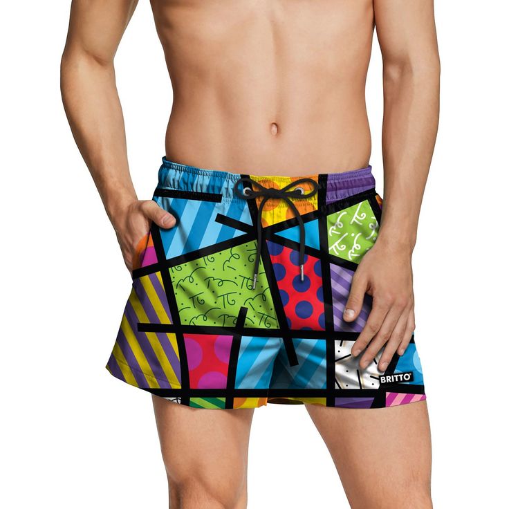 BRITTO Shorts - LIME GREEN LANDSCAPE - MEN Composition: 100% Polyester Underwear: 100% Polyamide Made in Brazil Contains underwear, side pockets and back pocket. Fabric with quick drying technology, personalized cords with metal ferrule. Comes with satchel for storage. Dive into vibrant style with our new swim trunks featuring a print inspired by Romero Britto's "Colorful Landscape." These swim trunks showcase bold colors and playful patterns that capture the joy and energy of nature through the Multicolor Outdoor Bottoms With Pockets, Multicolor Sports Shorts With Pockets, Green Leisure Shorts With Pockets, Green Shorts With Pockets For Leisure, Sporty Multicolor Outdoor Bottoms, Sporty Multicolor Bottoms For Outdoor, Green Swim Trunks With Pockets, Green Beachwear Bottoms With Pockets, Casual Multicolor Swim Trunks With Pockets